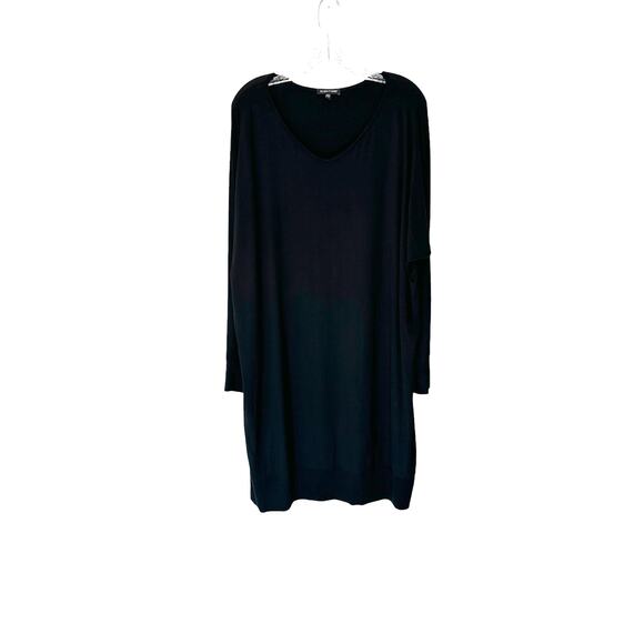 Eileen Fisher Black V-Neck Basic Casual Relaxed Long Sleeve Shirt Dress Large - Picture 1 of 12